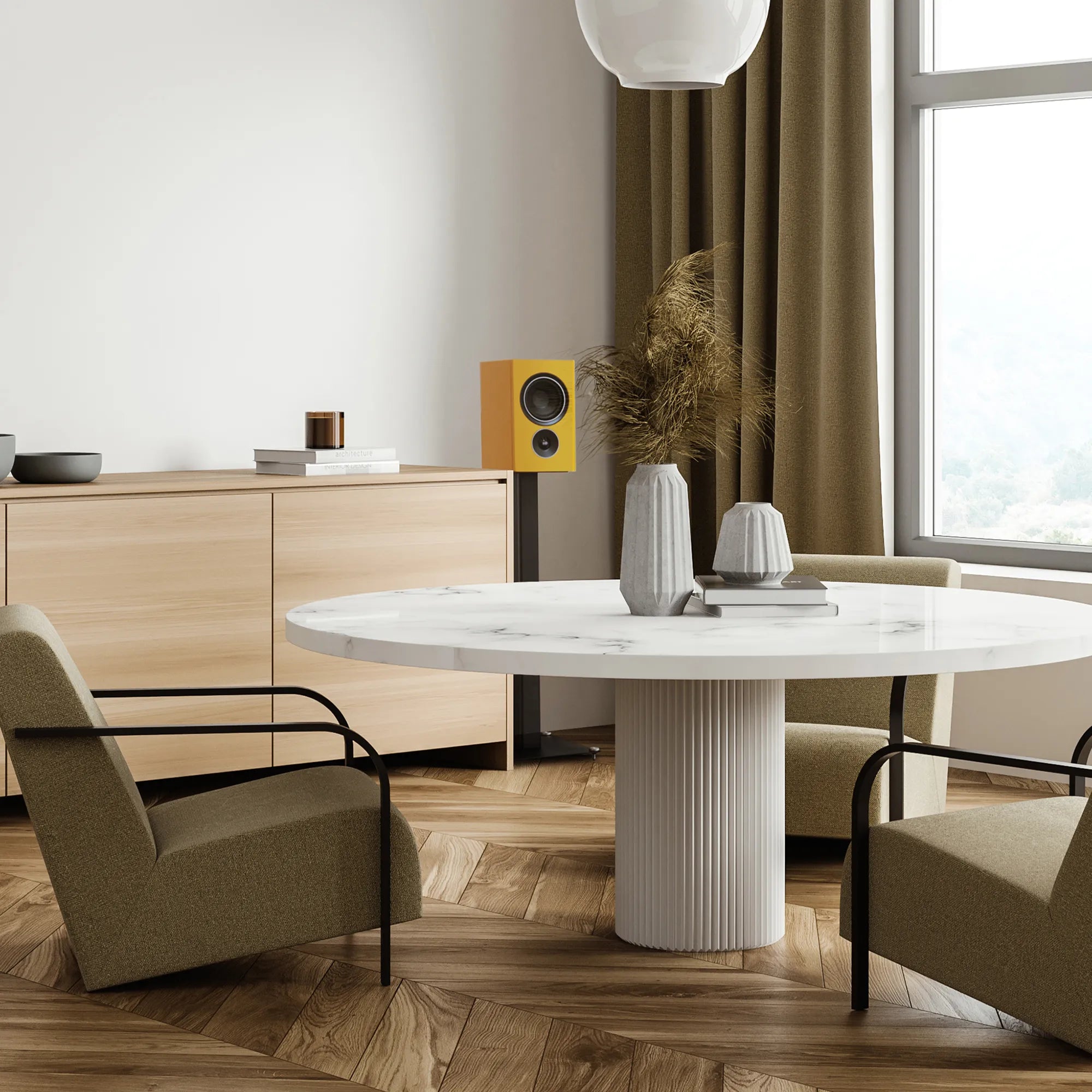 Sturdy support for full-room sound.